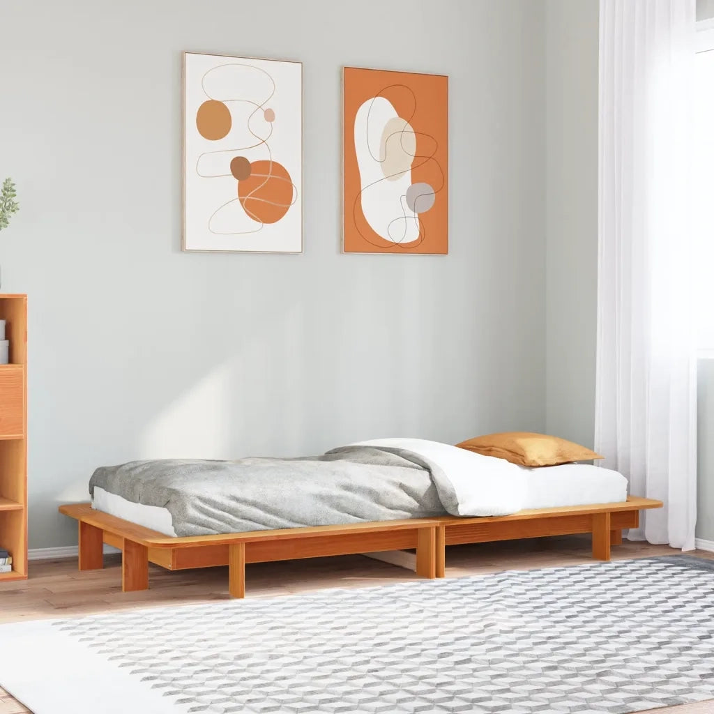 Letto senza Materasso-Struttura Letto Marrone Cera 100x200 cm in Legno di Pino 886693