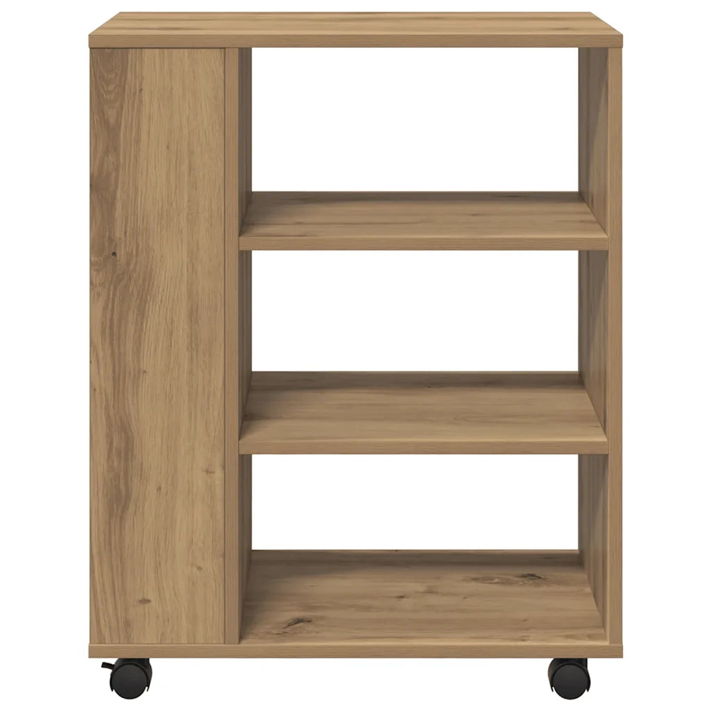 Mobiletto su ruote multifunzionale dal design moderno 60 x 35 x 75 cm realizzato in legno di rovere composito finitura artigianale 02_0050902