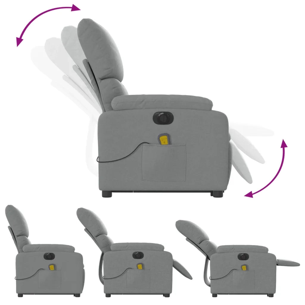 Poltrona Alzapersona Massaggi Elettrica Grigio Chiaro Tessuto 3204860