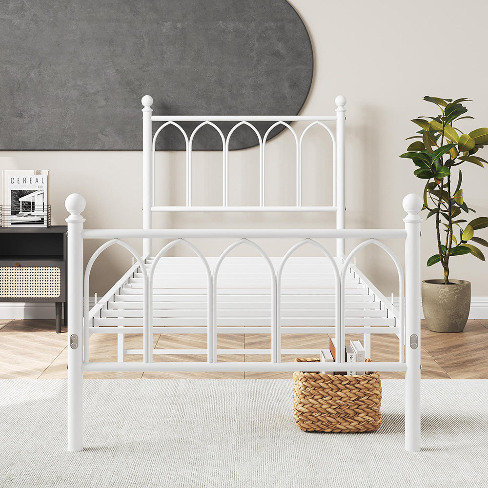 Letto vintage 90x200cm - Xylo - testiera metallo spazio ripiano