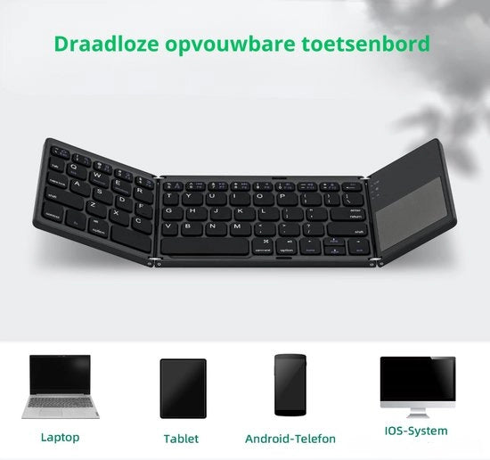 Tastiera portatile - Tastiera mini - Tastiera portatile Bluetooth 5.0 con touchpad - Tastiera portatile wireless per tablet/smartphone/pc/iOS/Android/MacOS/Windows - Nero
