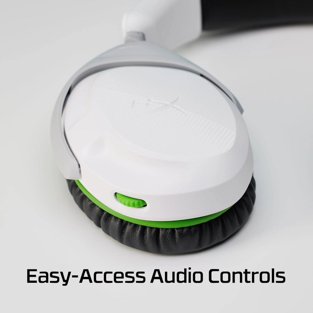 CloudX Stinger II, Cuffie da Gaming, Connessione Cablata a 3,5mm, Telaio in Plastica, Cuscinetti in Memory Foam Rivestiti in Similpelle, Comandi sul Padiglione, Adatto per Xbox, Bianco/Verde