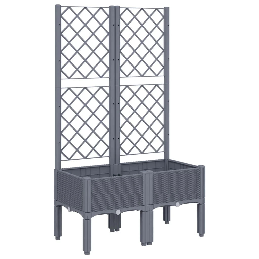 Fioriera rialzata per piante fiori terrazza giardino con traliccio 80 x 40 x 142 cm PP grigio 02_0038310
