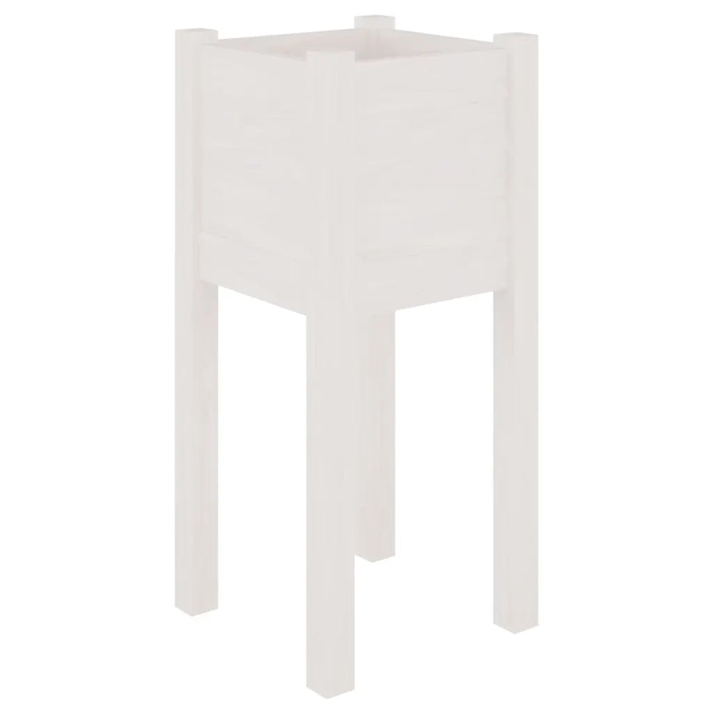 Fioriere da Giardino 2 pz Bianche 31x31x70 cm in Legno di Pino 810782