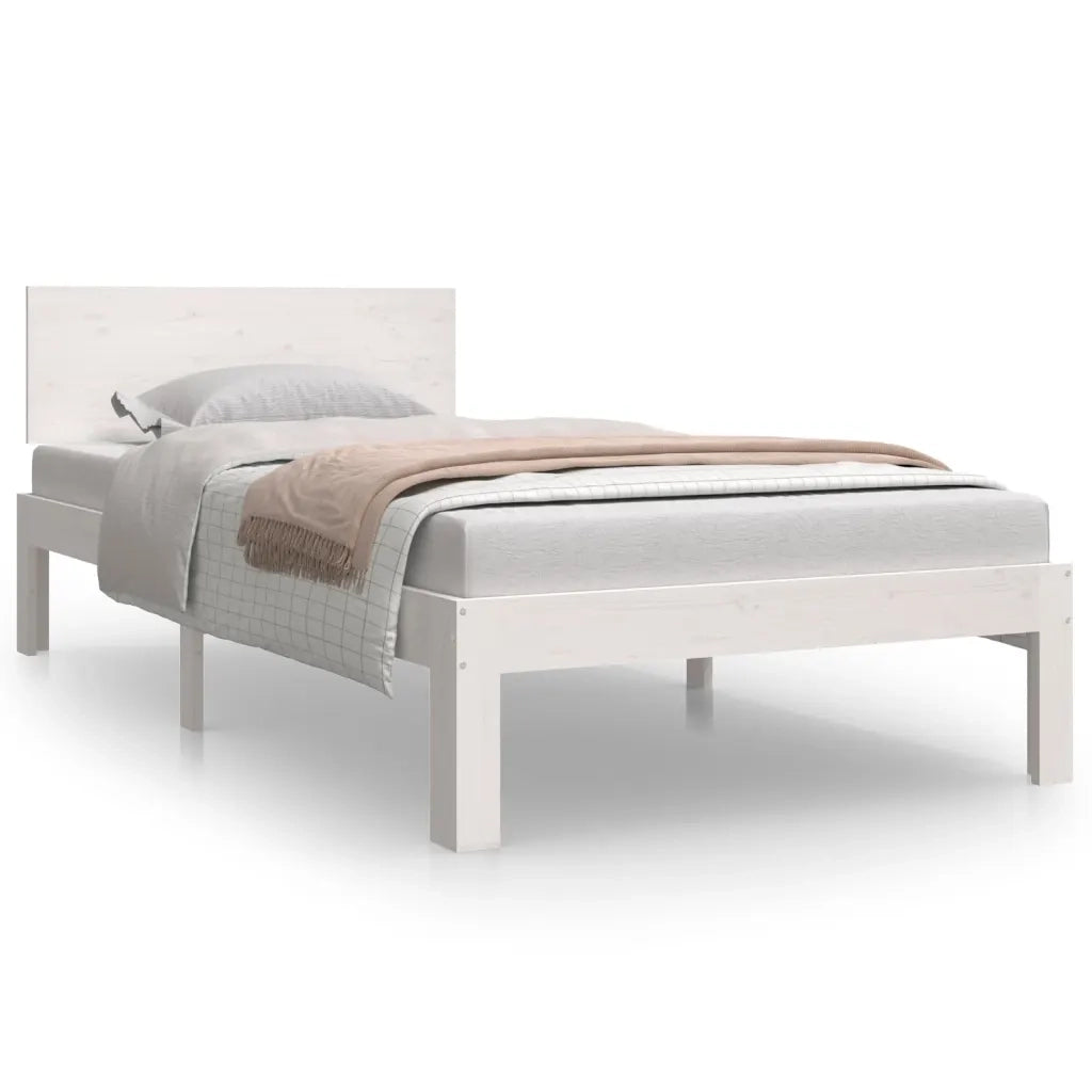 Giroletto-Struttura Letto Bianco in Legno Massello 90x190 cm Single 533349