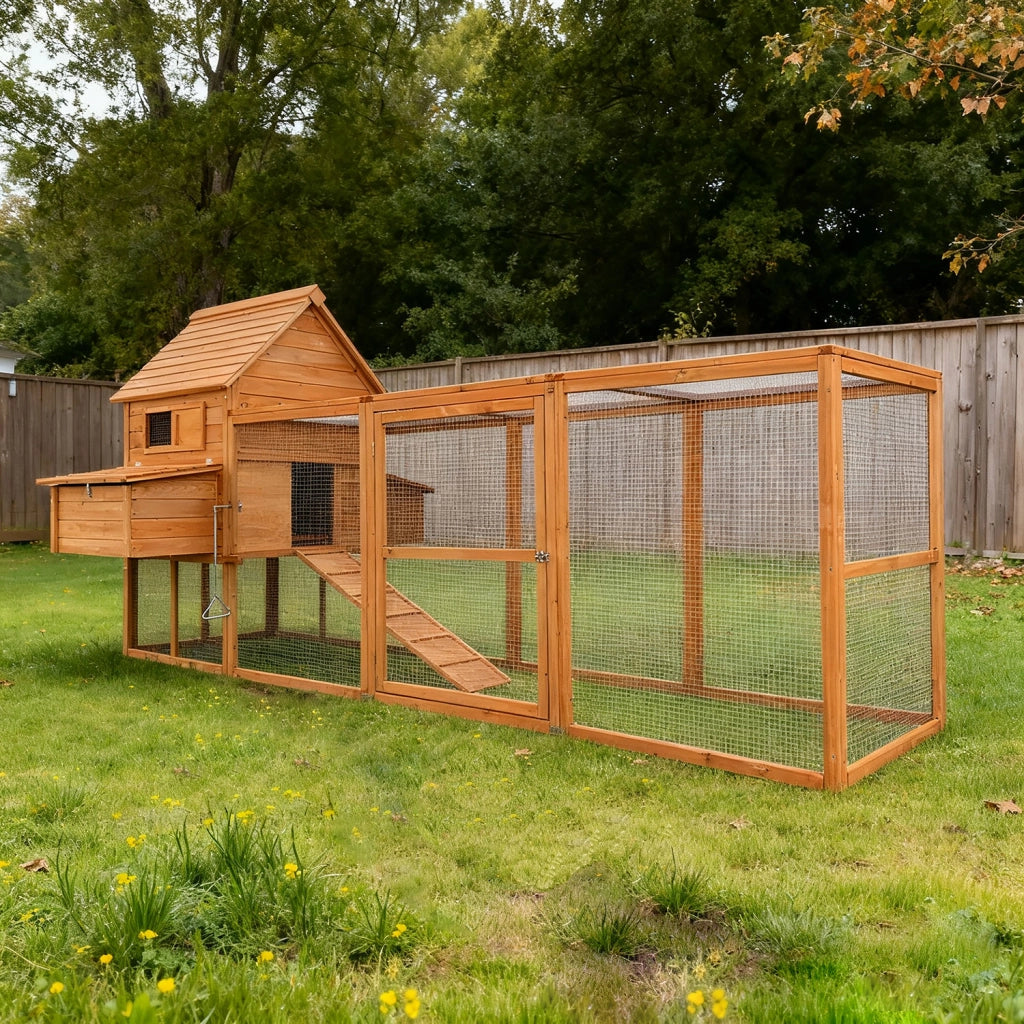 Pollaio per Galline da Esterno 310x150x150 cm Cocca 1 Casetta con Area Esterna in Legno di Abete Impregrato