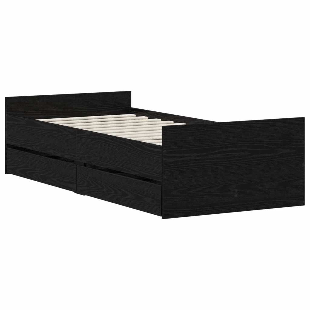 Struttura del letto Rovere Nero 90 x 200 cm 3446587