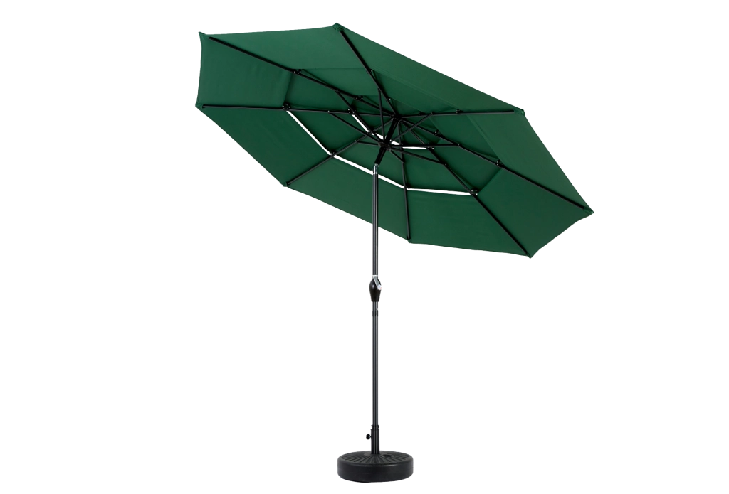 Ombrellone da esterno 10 ft a 3 livelli con inclinazione; verde scuro