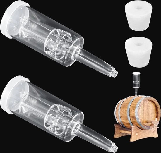 Set di Valvole di Fermentazione per l'Autobrewing - 2 Valvole di Vento e Gommini di Sigillatura per la Conservazione, la Produzione di Vino e la Fermentazione