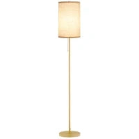 Lampada da Terra di Design, 40 W max, Piede in Acciaio Dorato, Paralume in Tessuto Crema, 25,5 x 25,5 x 157 cm, Oro e Beige