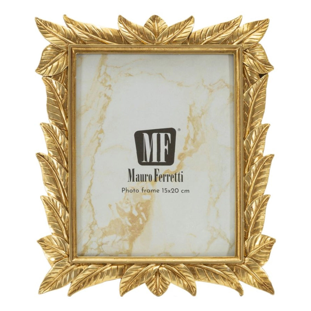 Cornice portafoto Laurel oro con decoro a foglie di alloro 15x20 cm