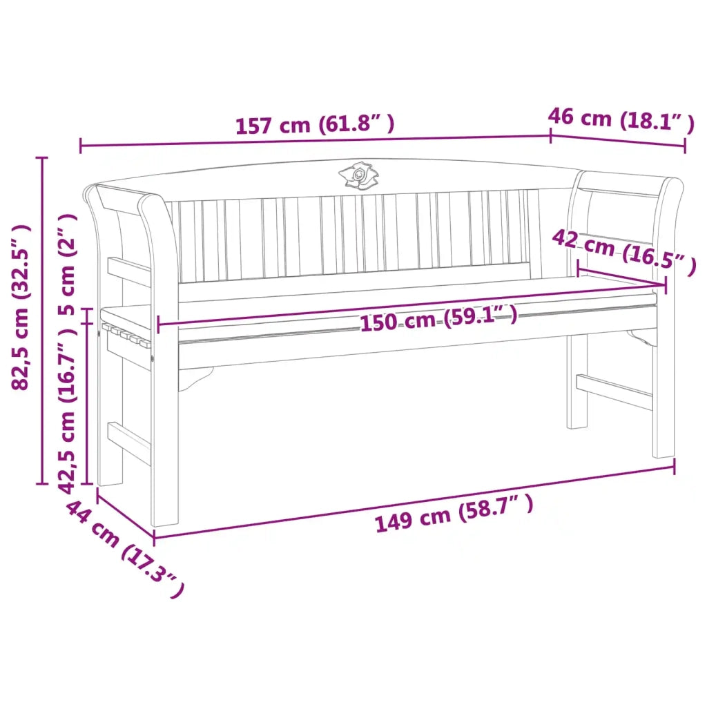 Panchina Rosa Naturale 157 x 46 x 82,5 cm 42024775