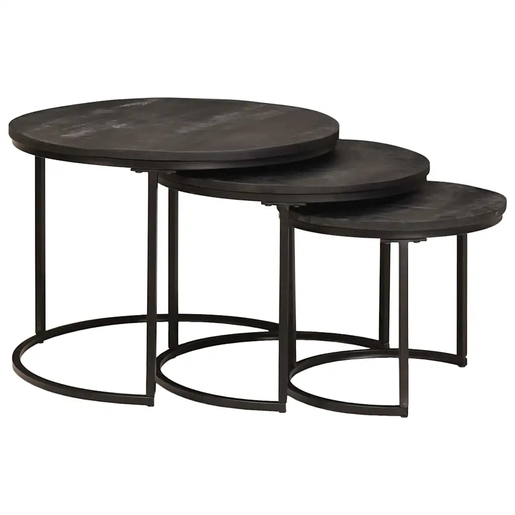 Tavoli da Caffè Nido 3 pcs Legno massello di mango e acciaio