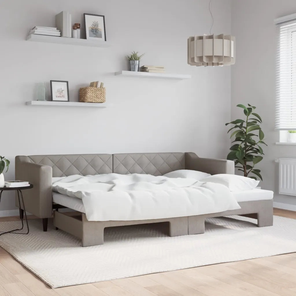 Divano letto | Sof¨¤ letto | Letto singolo Estraibile Tortora 80x200 cm Tessuto
