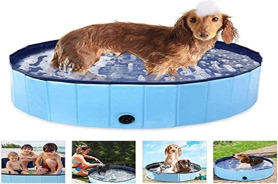 Bagno per cani - Bagno per cani pieghevole per bambini - Lavabo per animali domestici antiscivolo in PVC - Ambientalmente amichevole - Resistentente all'usura - 80 × 20 cm - Bagno per cani blu