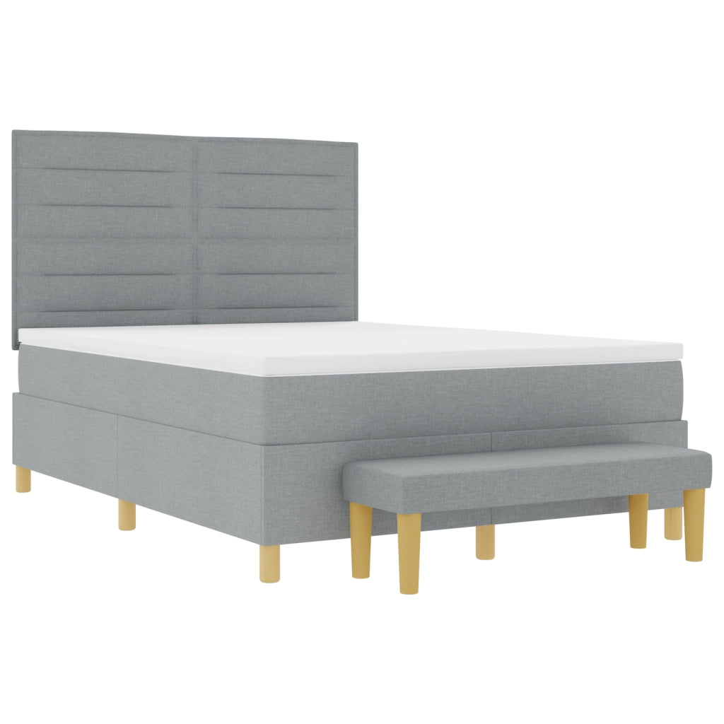 Letto con Box Spring e Materasso Grigio Chiaro 140x190 cm Tessuto