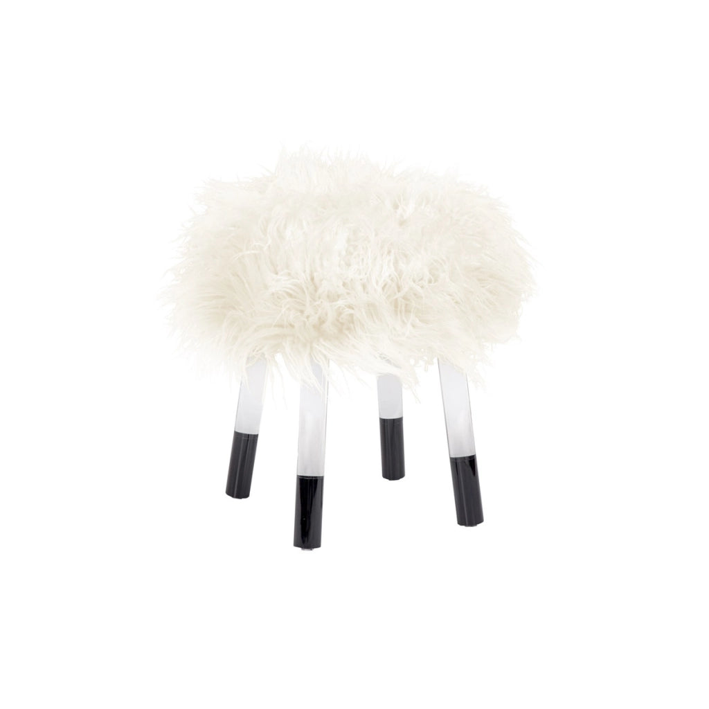 Pouf contenitore Laika 100 in ecopelliccia bianca