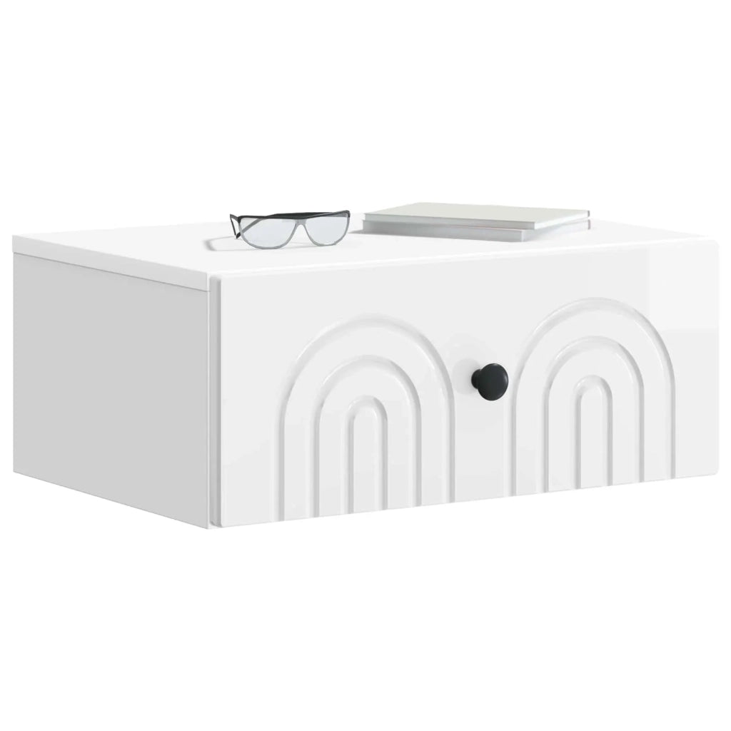 Mobiletto da notte a muro 2 pcs Bianco Lucido 49 x 34,5 x 20 cm