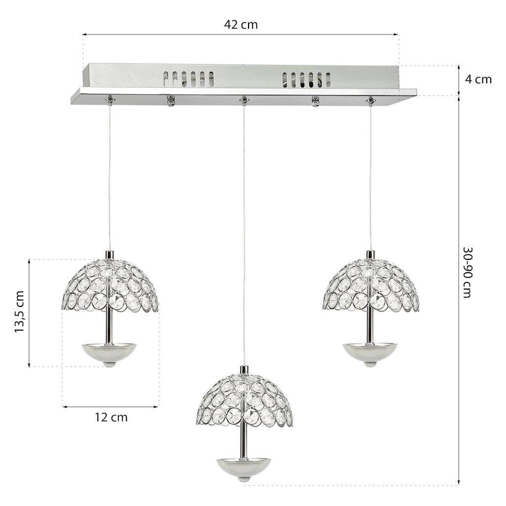 Lampadario sospeso VENUS ML315 cristallo cromo LED 15W Milagro