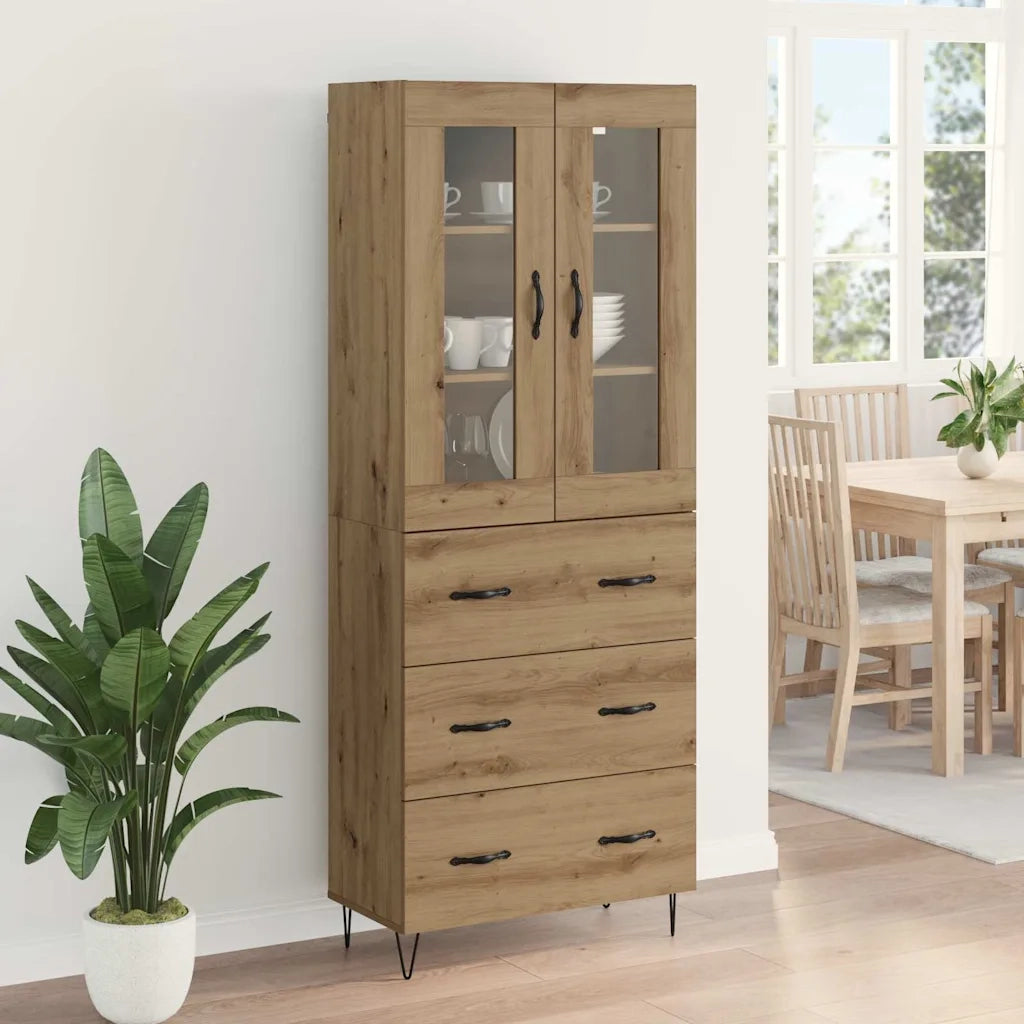 Credenza | Madia | Buffet da pranzo | Armadio da pranzo Rovere artigianale 69,5 x 34 x 90 cm Legno multistrato