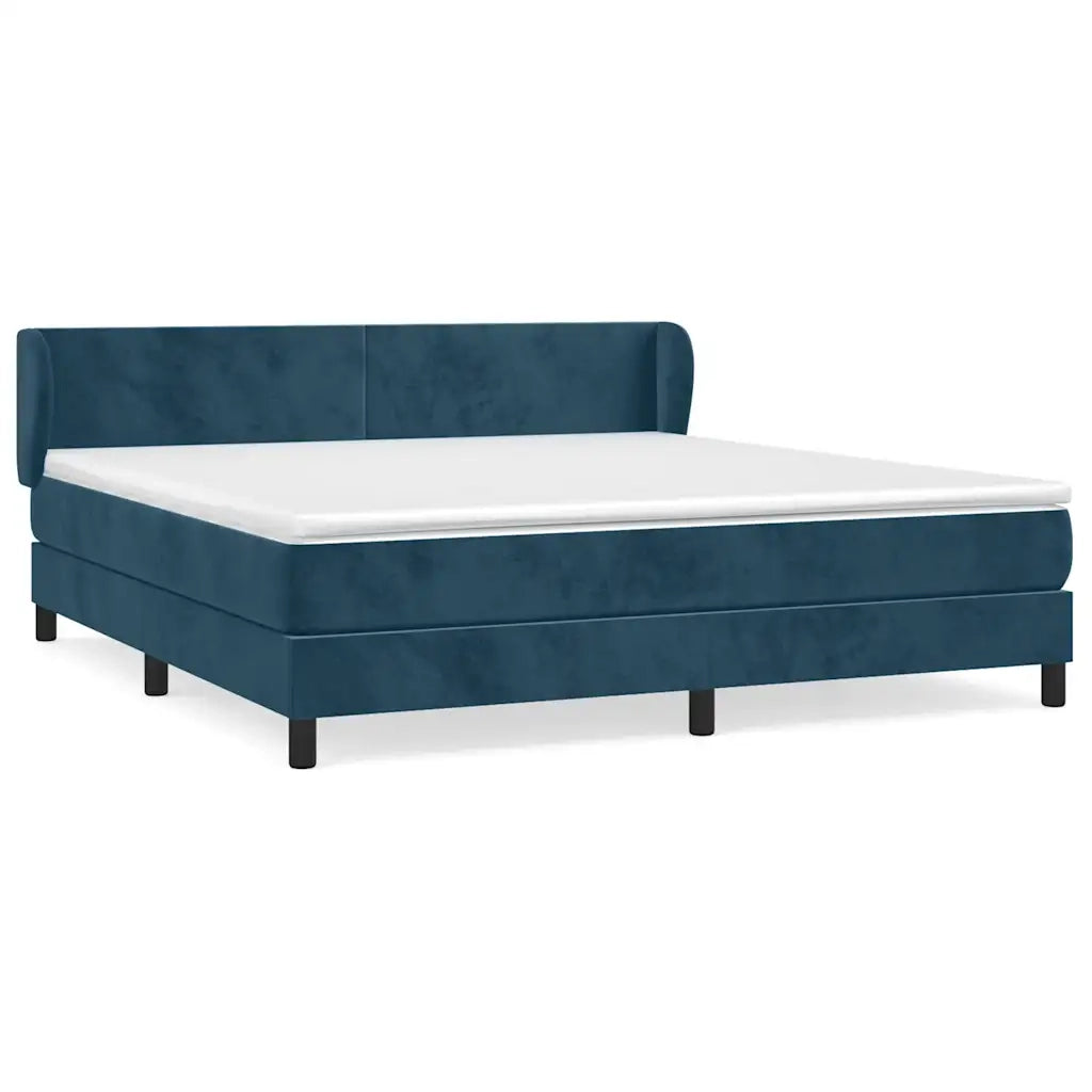 Giroletto a Molle con Materasso Blu Scuro 160x200 cm in Velluto 3127383