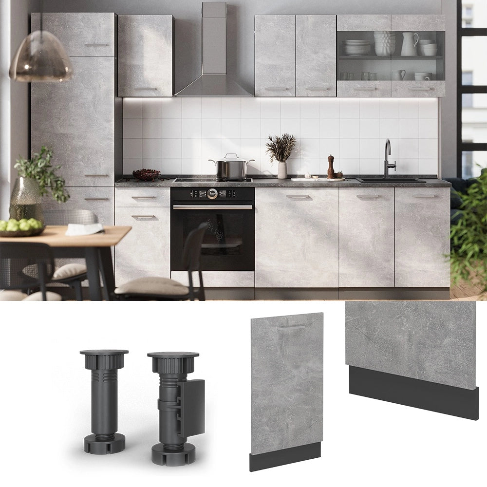 Pannello frontale della lavastoviglie R-Line Calcestruzzo/Antracite 45 cm senza piano di lavoro Vicco