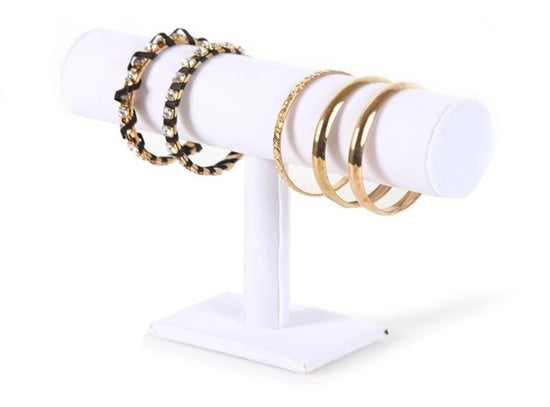 Supporto per bracciale, organizzatore per bracciali, stand per esposizione, supporto T in velluto, per il riposto di gioielli e bracciali, bracciale (bianco)