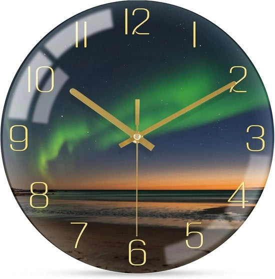 Orologio da Parete da 30 cm - Decorazione Stilizzata in Nero e Oro per Soggiorno, Cucina, Camera da Letto e Ufficio