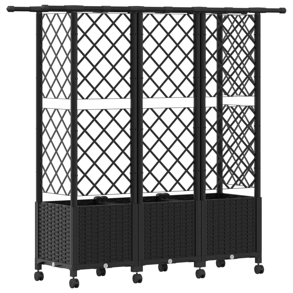 Letto Rialzato con Griglia e Tetto Nero 163,5 x 40 x 142 cm PP 3423125