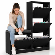 Scarpiera Salvaspazio 3 Ante Mobile Portascarpe 105x118,5 cm Multiuso Nero
