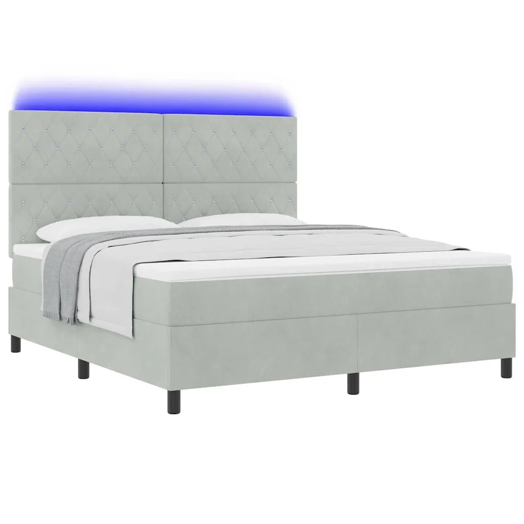 Letto a Sorgente LED Grigio chiaro 180 x 200 cm Velluto 3343262