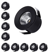 Set 10 Faretto a led cob da incasso in alluminio nero punto luce 1w 220v per controsoffittature scale cielo stellato - Luce Naturale, Fredda, Calda Colore della luce: Luce Naturale