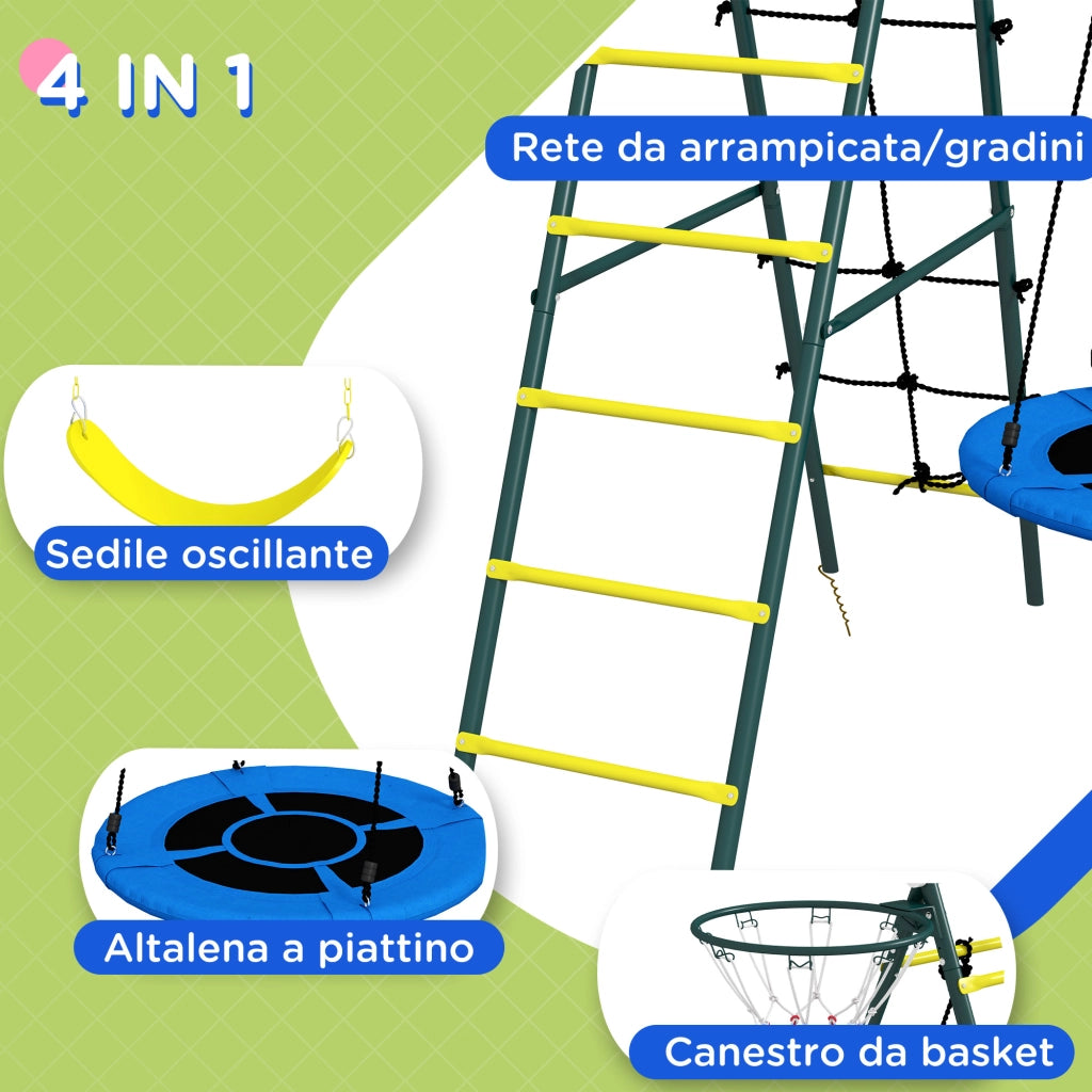 Set Altalene da Giardino Rotonda e Classica ¨C zephmum ¨C Acciaio e Corda per Bambini