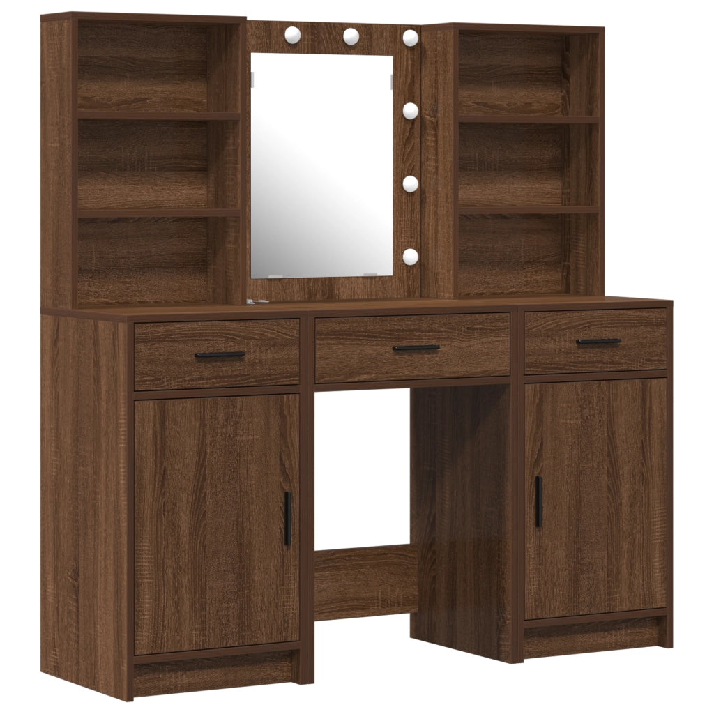 Set da Toeletta a 3 Pezzi in Legno Invecchiato