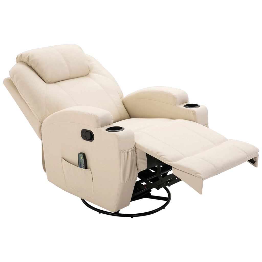 Poltrona Relax Reclinabile Massaggiante Elettrica con Poggiapiedi e Vibrazione ¨C Xylo ¨C Tessuto Crema