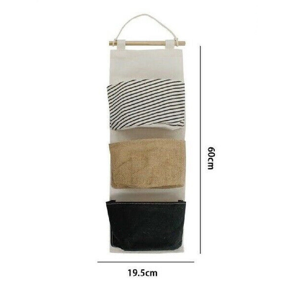 Trade Shop - Porta Oggetti Organizer Da Appendere 3 Tasche In Tessuto Bagno Camera 10478 -