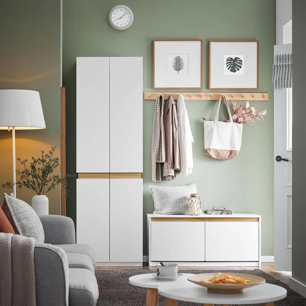 Cassapanca Contenitore da Interno Panca Scarpiera da Ingresso con Contenitore e Seduta - Adatta a Ingressi, Soggiorni e Camere, Bianco, 104x30x47 cm, Testata per 240 kg, FSR171-W