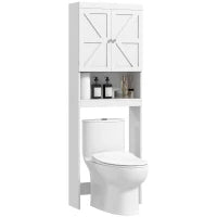 Armadio portaoggetti sopra WC, mobile da bagno con armadio 2 ante scaffale 58,5L x 23l x 170H cm bianco