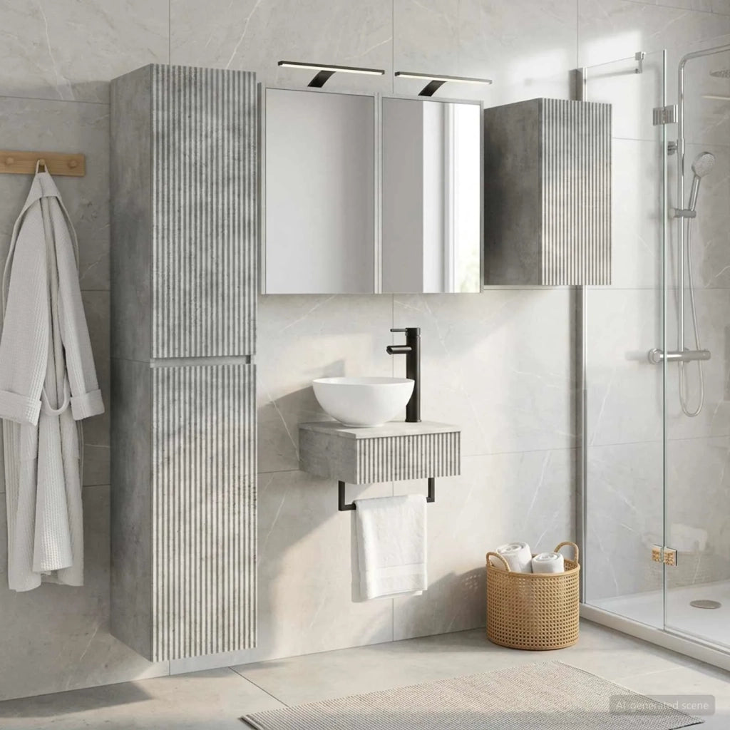 Set di mobili per il bagno 5 pcs Grigio Cemento 3407250