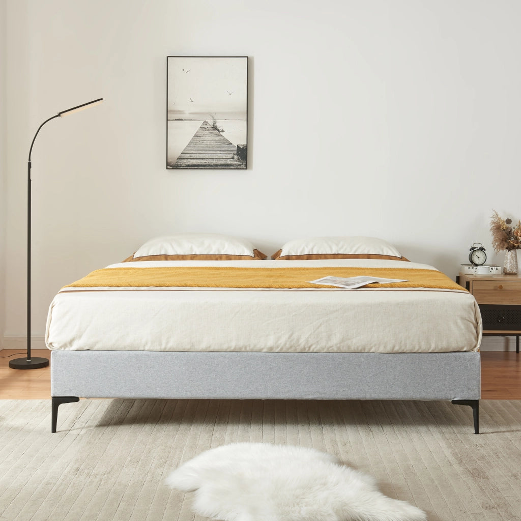 Letto Francese Lilla 140x200 cm con Fodera Protettiva - Grigio Chiaro [en.casa]