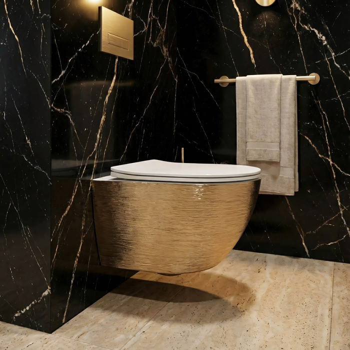 Vaso Wc Sospeso Rea Carlo Flat Brush Gold