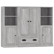 Credenze 3 pz | Madia | Buffet da pranzo | Armadio da pranzo Grigio Sonoma in Legno Multistrato