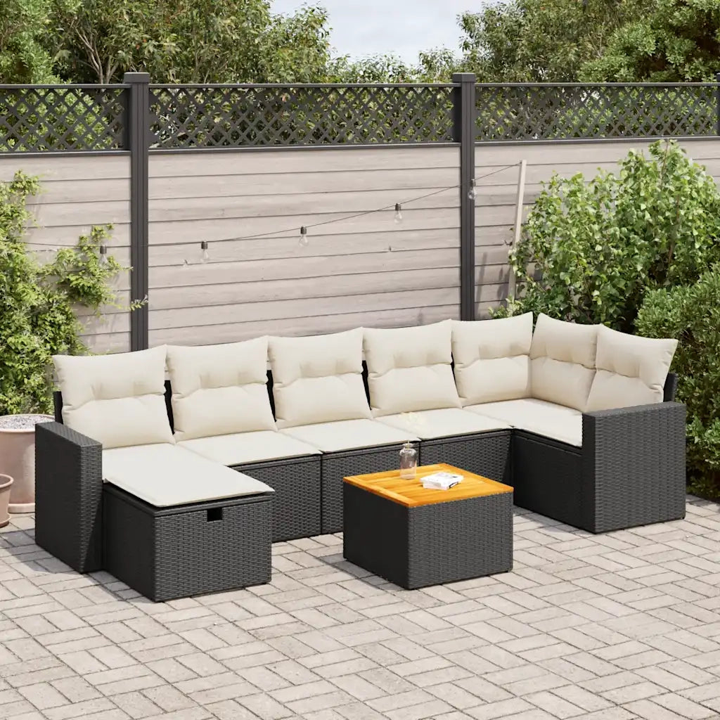 Set Divani da Giardino con Cuscini 8 pz Nero in Polyrattan 3325794