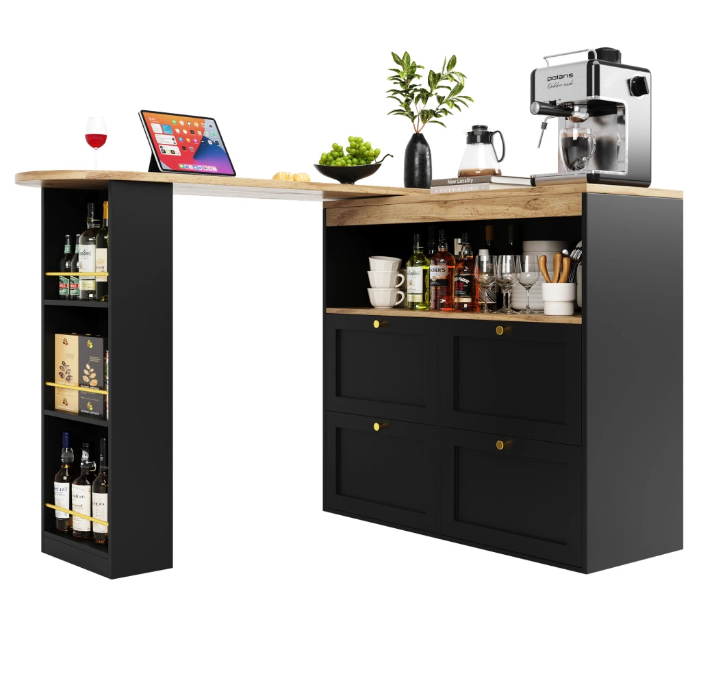 Armadio modulare 105x39x102 cm con 4 cassetti e ripiano girevole in MDF nero