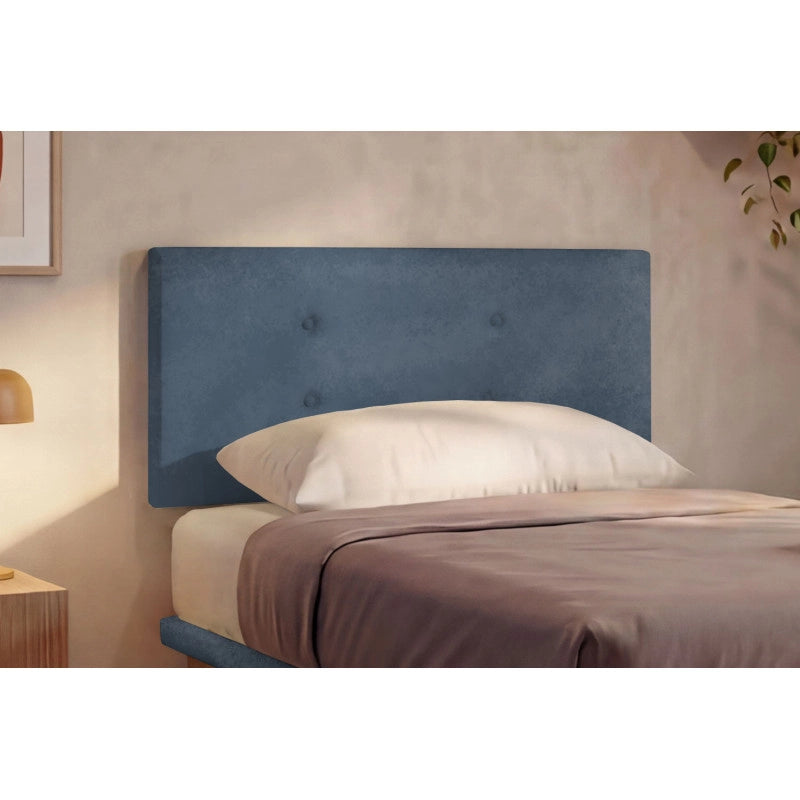 Letto imbottito Singolo 80x190 cm Button - Con rete,Microfibra,Blu