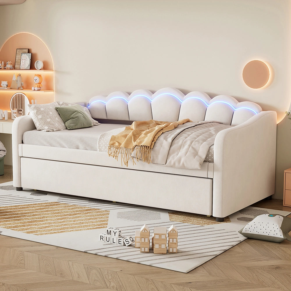 Letto a scomparsa 90x200 cm - Xylo - LED integrato beige