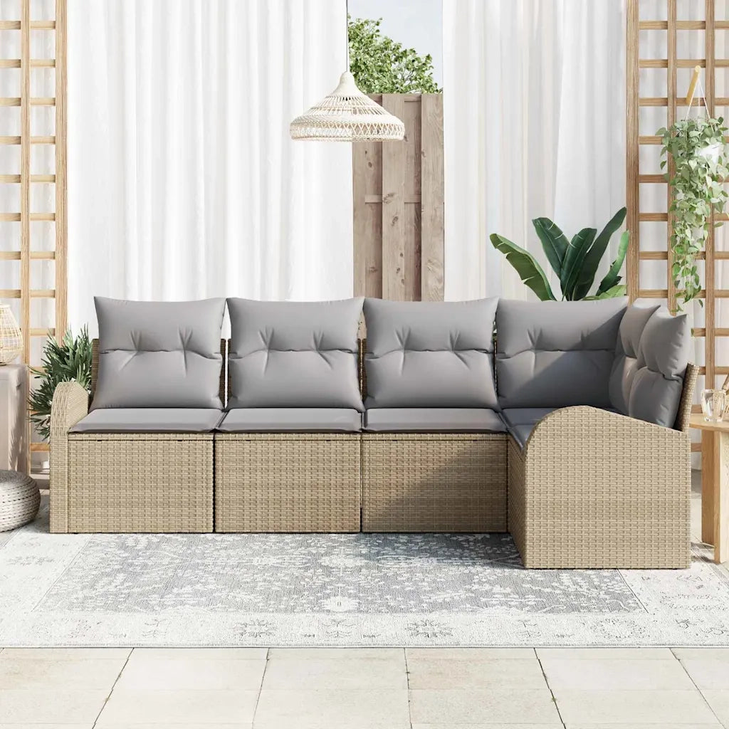 Set Divano da Giardino 5 pcs Beige e Grigio Chiaro polyrattan 3354709