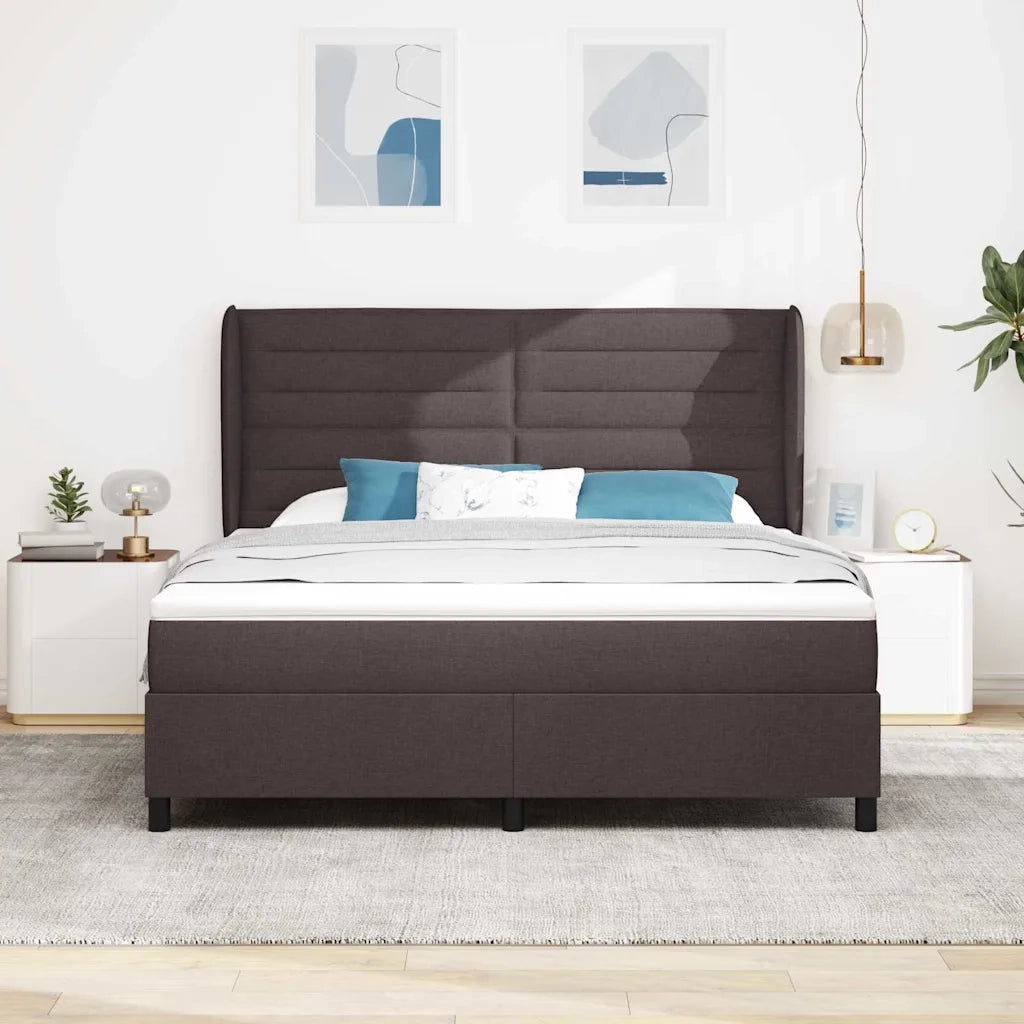 Letto a molle con materasso Marrone scuro 180 x 200 cm Tessuto 3340518