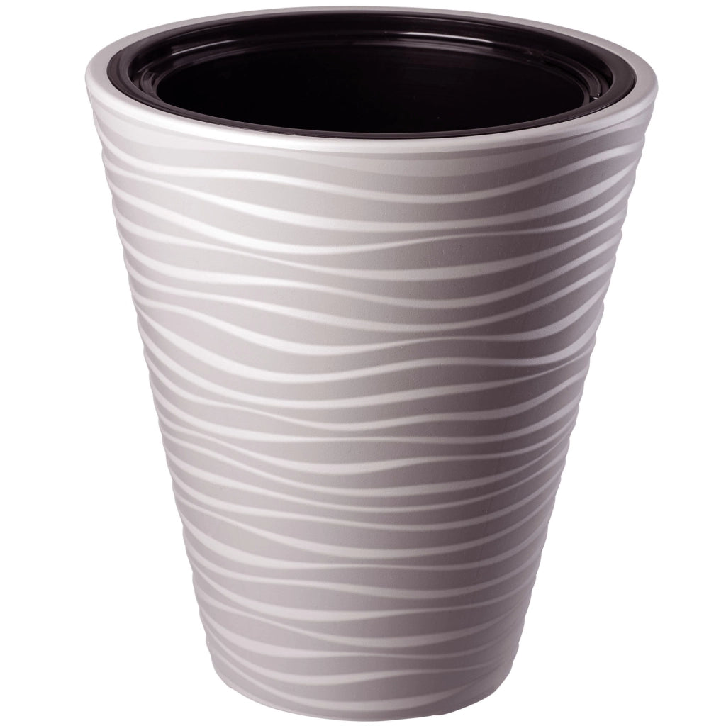 Vaso da fiori KADAX da 40 cm con coperchio e inserto, in plastica beige.