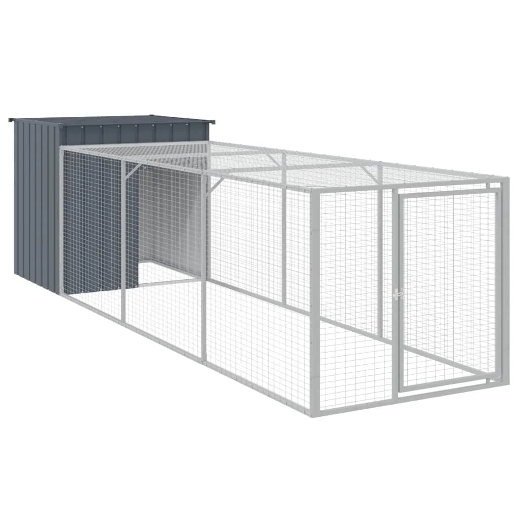 Recinto per pollaio con recinto per galline 110 x 405 x 110 cm in acciaio zincato antracite 02_0043941